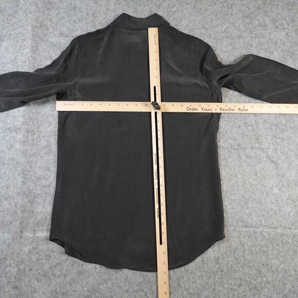 Equipment Femme Top Womens Extra Small Silk Button Front Long Sleeve Black Luxe - Picture 7 of 10